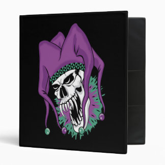 Fanged Jester Skull 3 Ring Binder