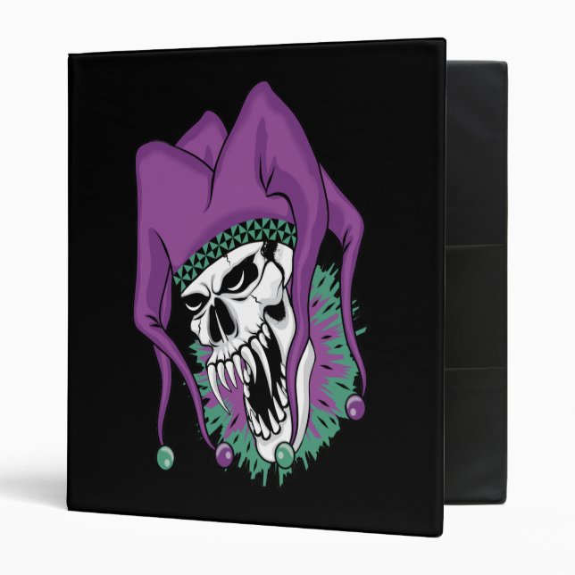 Fanged Jester Skull 3 Ring Binder (Front/Inside)