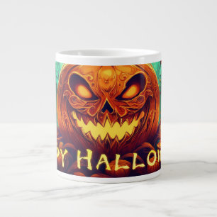 Fanged Pumpkin Candles Glow Halloween Art Giant Coffee Mug