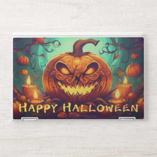 Fanged Pumpkin Candles Glow Halloween Art HP Laptop Skin