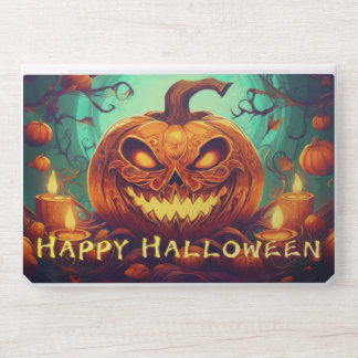Fanged Pumpkin Candles Glow Halloween Art HP Laptop Skin