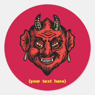 Fanged Red Devil With Horns Classic Round Sticker