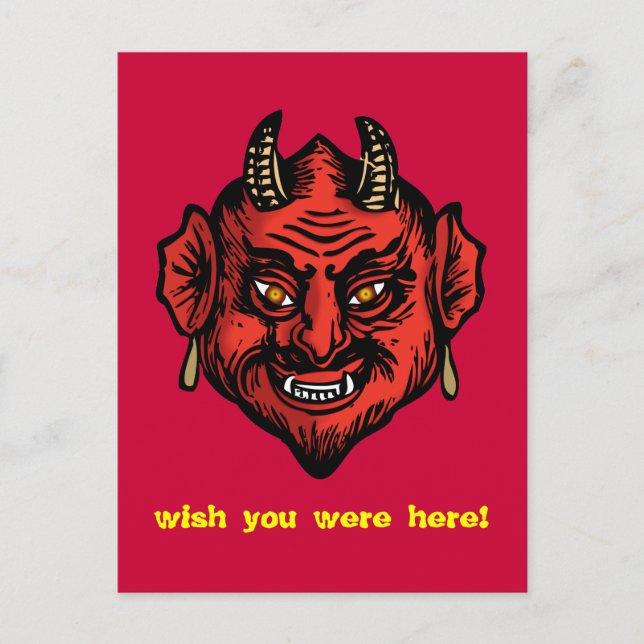 Fanged Red Devil With Horns postcard (Front)