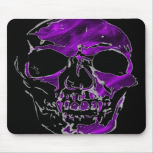 Fanged Skull in Purple Silk Mousepad