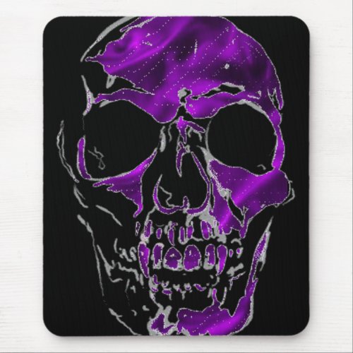 Fanged Skull in Purple Silk Mousepad