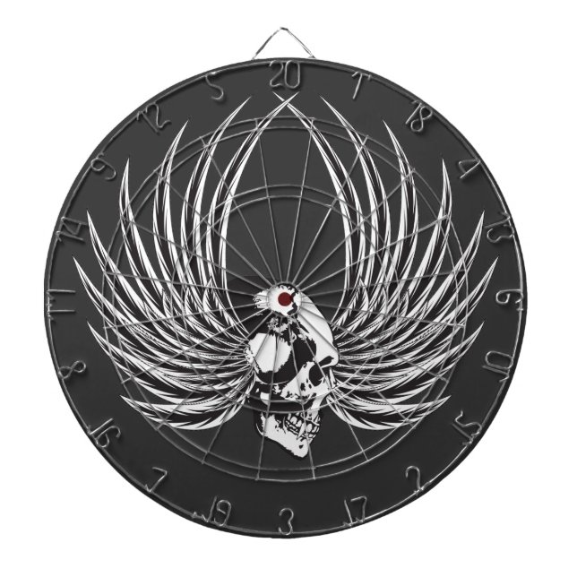 Fanged Skull with Wings Dart Board (Front)
