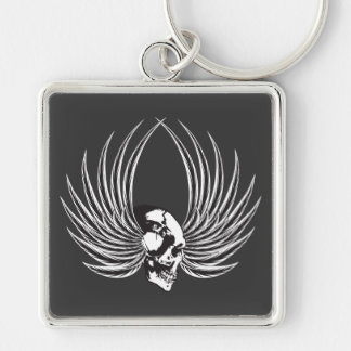 Fanged Skull with Wings Keychain
