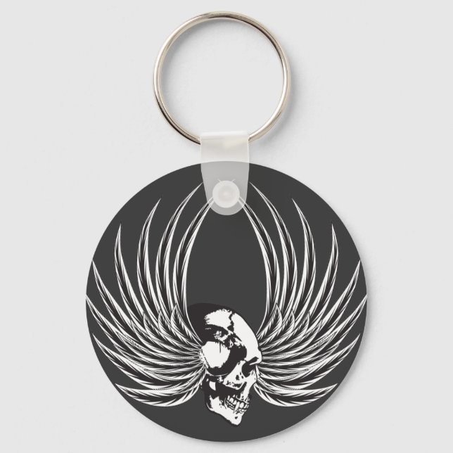 Fanged Skull with Wings Keychain (Front)