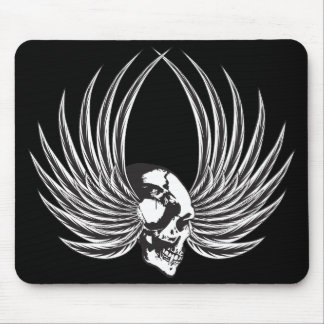Fanged Skull with Wings Mouse Pad