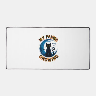 Fangs Growing Halloween Black Cat Blue Moon Bats_1 Desk Mat