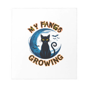Fangs Growing Halloween Black Cat Blue Moon Bats_1 Notepad