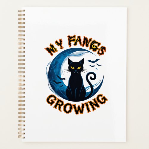 Fangs Growing Halloween Black Cat Blue Moon Bats_1 Planner