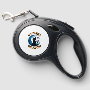 Fangs Growing Halloween Black Cat Blue Moon Bats_1 Retractable Pet Leash