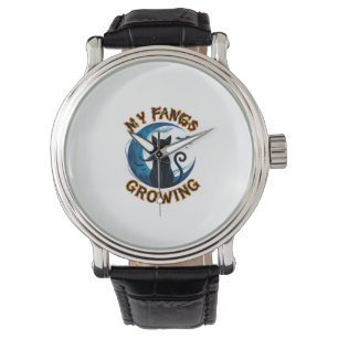 Fangs Growing Halloween Black Cat Blue Moon Bats_1 Watch