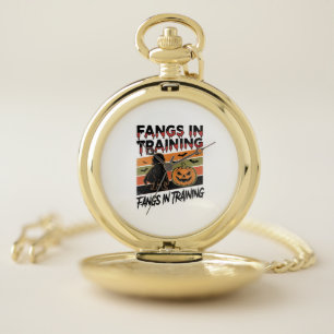Fangs in Training Funny Vampire Halloween Shirt Pocket Watch