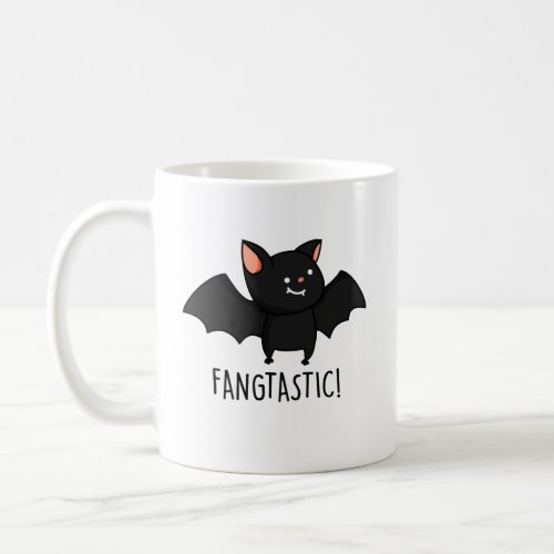 Fangtastic Funny Halloween Black Bat Pun Coffee Mug