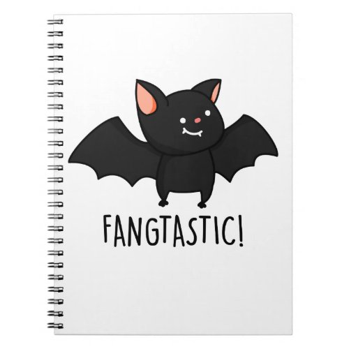 Fangtastic Funny Halloween Black Bat Pun Notebook