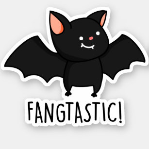 Fangtastic Funny Halloween Black Bat Pun Sticker