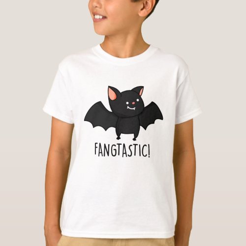 Fangtastic Funny Halloween Black Bat Pun T_Shirt
