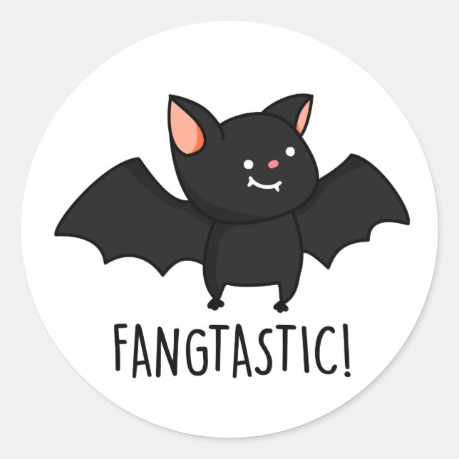 Fangtastic Funny Halloween Pun  Classic Round Sticker (Front)
