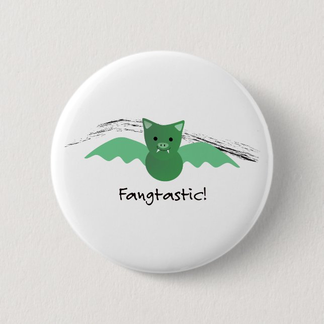 Fangtastic Green Bat Button (Front)