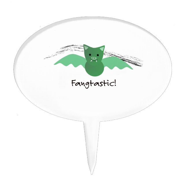 Fangtastic Green Bat Cake Topper (Front)