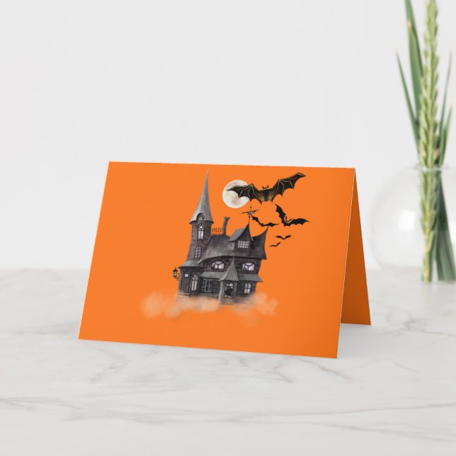 Fangtastic Orange Halloween  Card (Front)