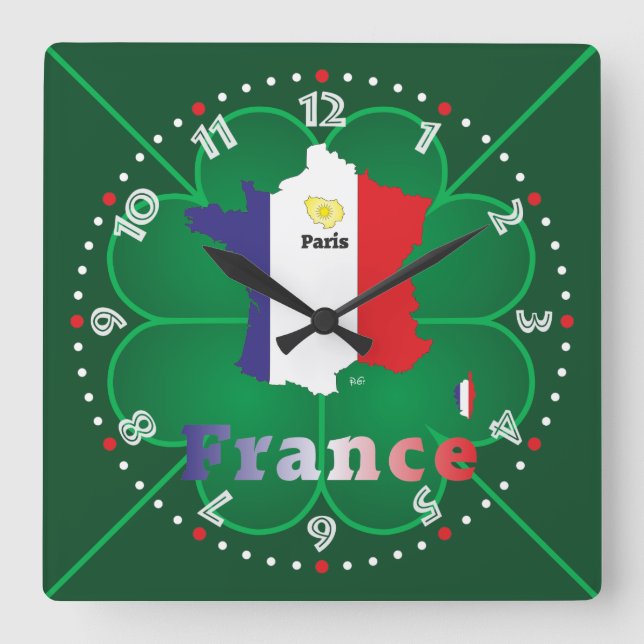 Fankreich - France Uhr Square Wall Clock (Front)