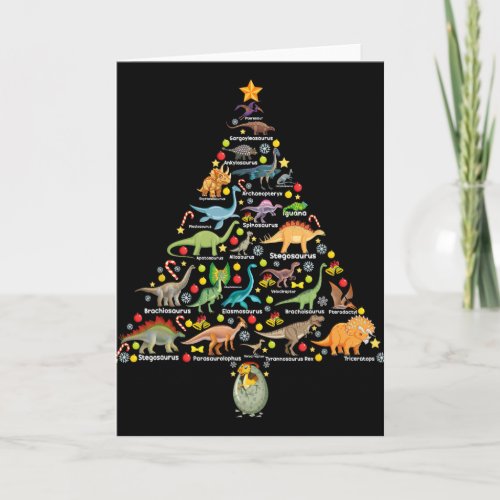 Fanny Dinosaur Christmas Tree Cute Dino Xmas Gifts Card