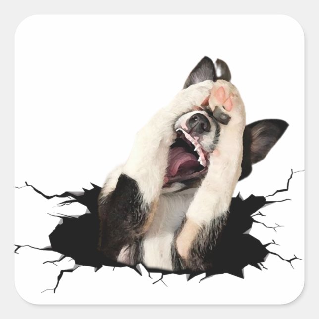 Fanny dog face  square sticker (Front)