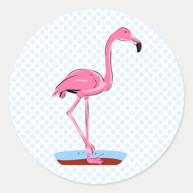 Fanny Flamingo Classic Round Sticker (Front)