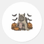 Fanny Halloween Squirrel Ghost Pumpkin Comfort Col Classic Round Sticker