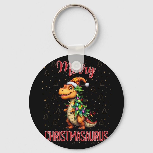 Fanny Merry Christmasaurus Dinosaur Christmas Tree Keychain (Front)