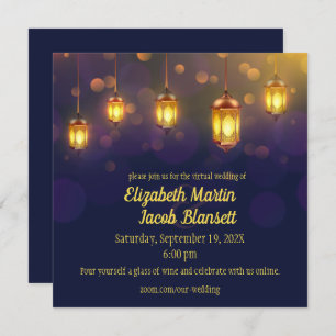 Fanous Lanterns on Purple Virtual Wedding Invitation