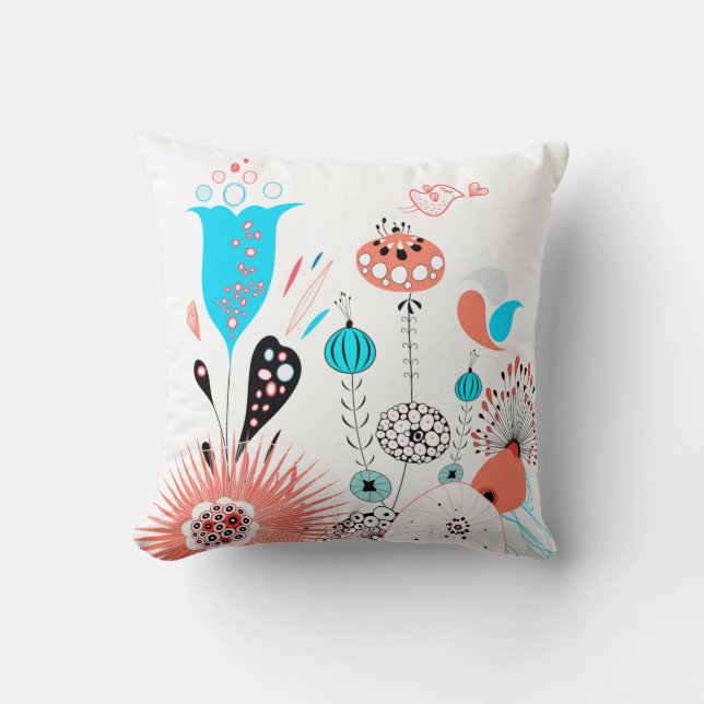 Fanrasy Flowers and Birdie Pillow (Front)