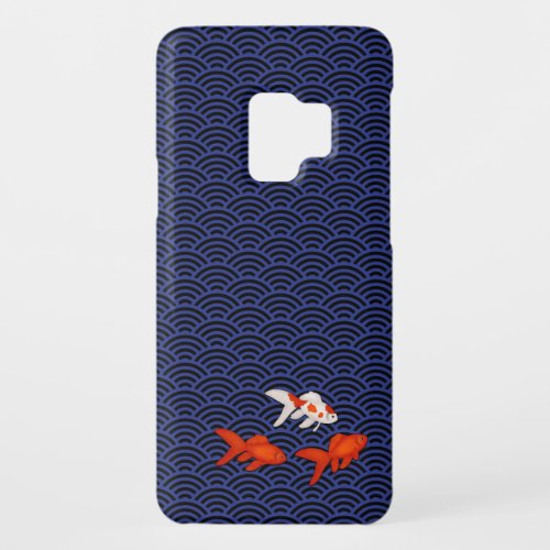 Fantail Goldfish on Seigaiha Wave Pattern Japanese Case_Mate Samsung Galaxy S9 Case