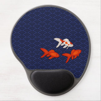 Fantail Goldfish on Seigaiha Wave Pattern Japanese Gel Mouse Pad