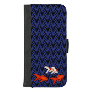 Fantail Goldfish on Seigaiha Wave Pattern Japanese iPhone 8/7 Plus Wallet Case