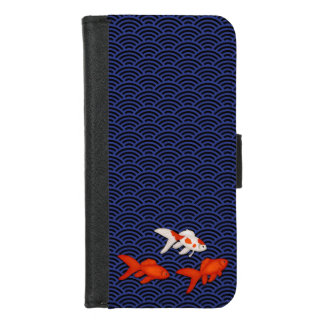 Fantail Goldfish on Seigaiha Wave Pattern Japanese iPhone 8/7 Wallet Case