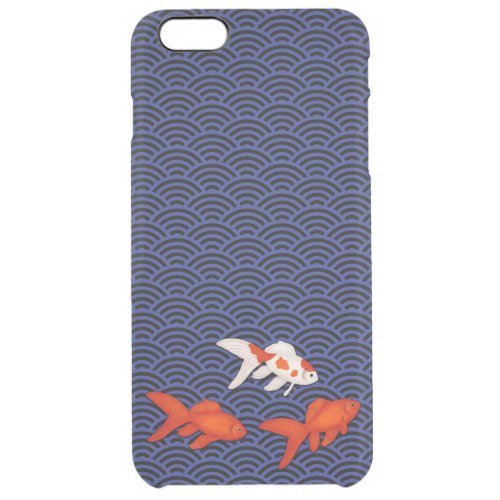 Fantail Goldfish on Seigaiha Wave Pattern Japanese Clear iPhone 6 Plus Case