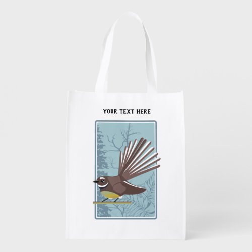 Fantail in the NZ bush Grocery Bag
