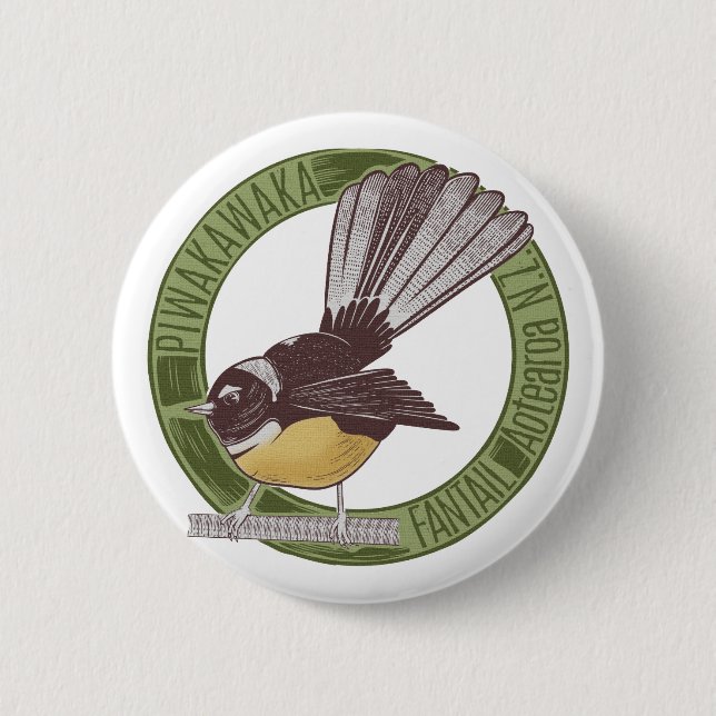 Fantail New Zealand Bird Button (Front)