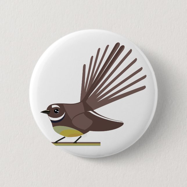 Fantail New Zealand bird Vector Button (Front)