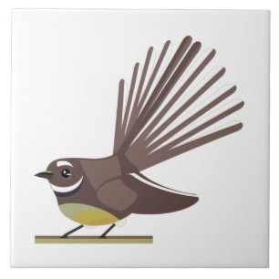 Fantail New Zealand bird Vector Ceramic Tile