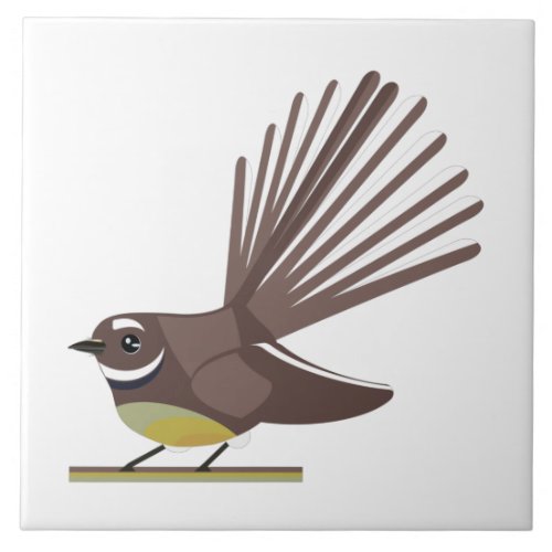 Fantail New Zealand bird Vector Ceramic Tile