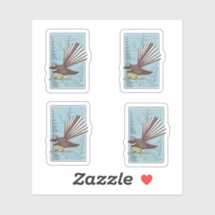 Fantail New Zealand bird Vector Sticker