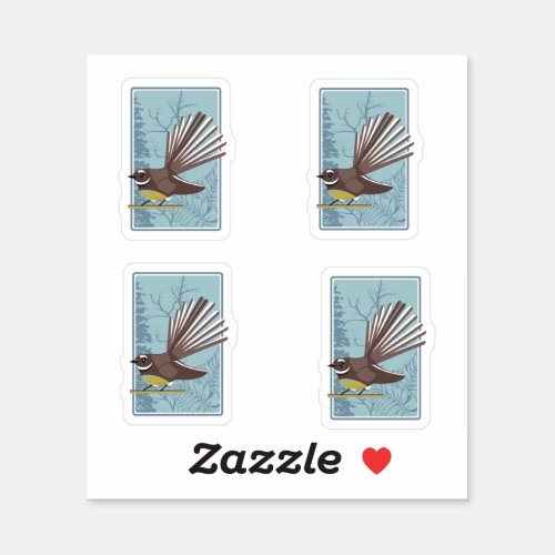 Fantail New Zealand bird Vector Sticker