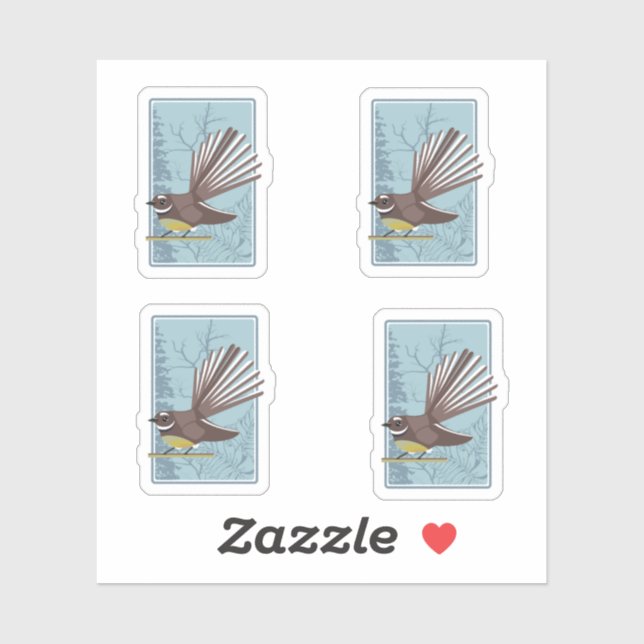 Fantail New Zealand bird Vector Sticker (Sheet)