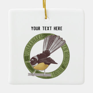 Fantail New Zealand Native Bird Aotearoa NZ Ceramic Ornament