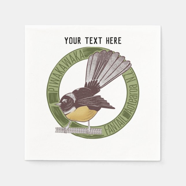 Fantail New Zealand Native Bird Aotearoa NZ Napkins (Front)